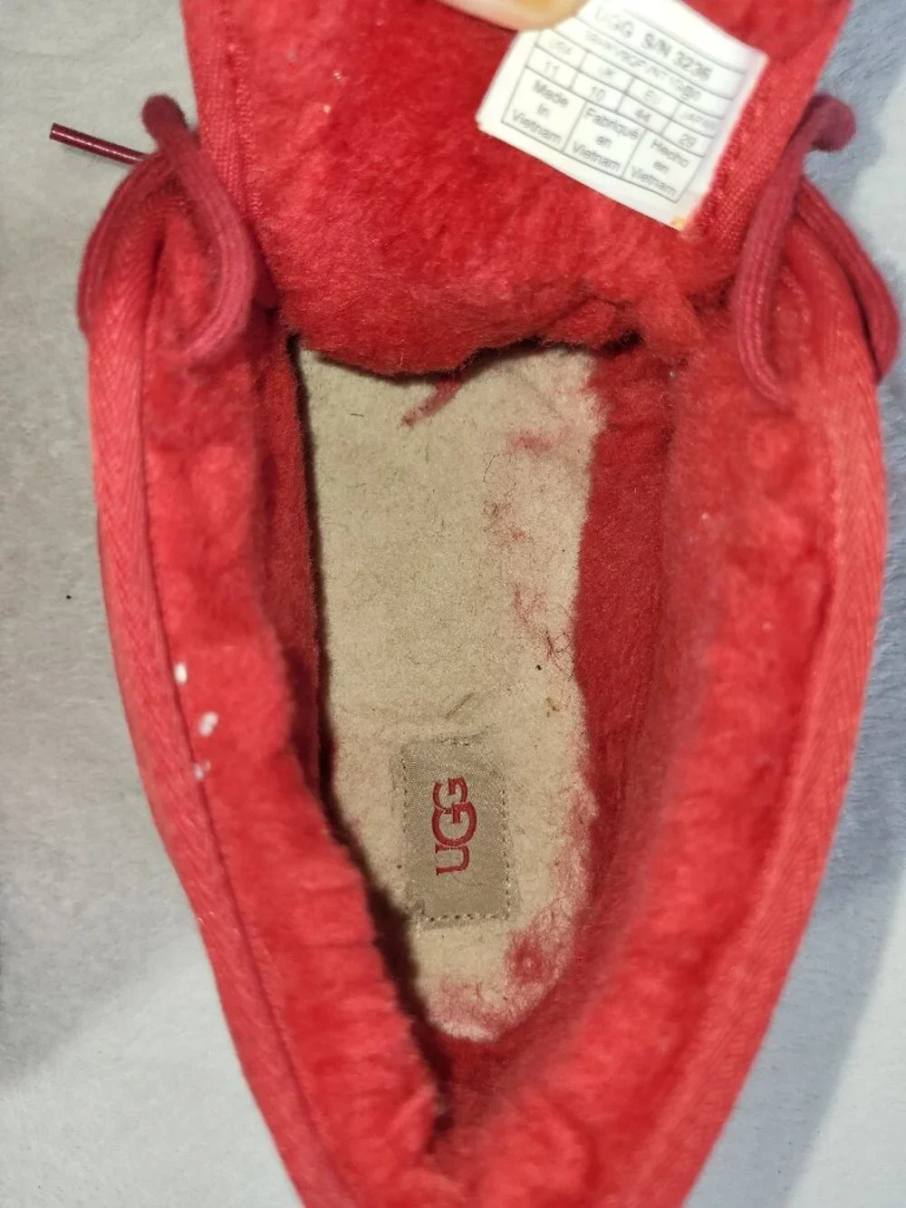 UGG NEUMEL Mid Top Casual Snow Boots Suede Red Fur Men's 11